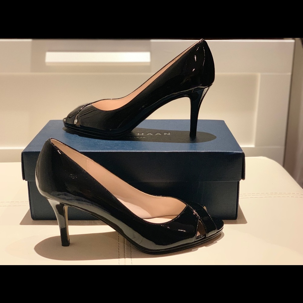 NEW Cole Haan Lena Black Pump (open toe)